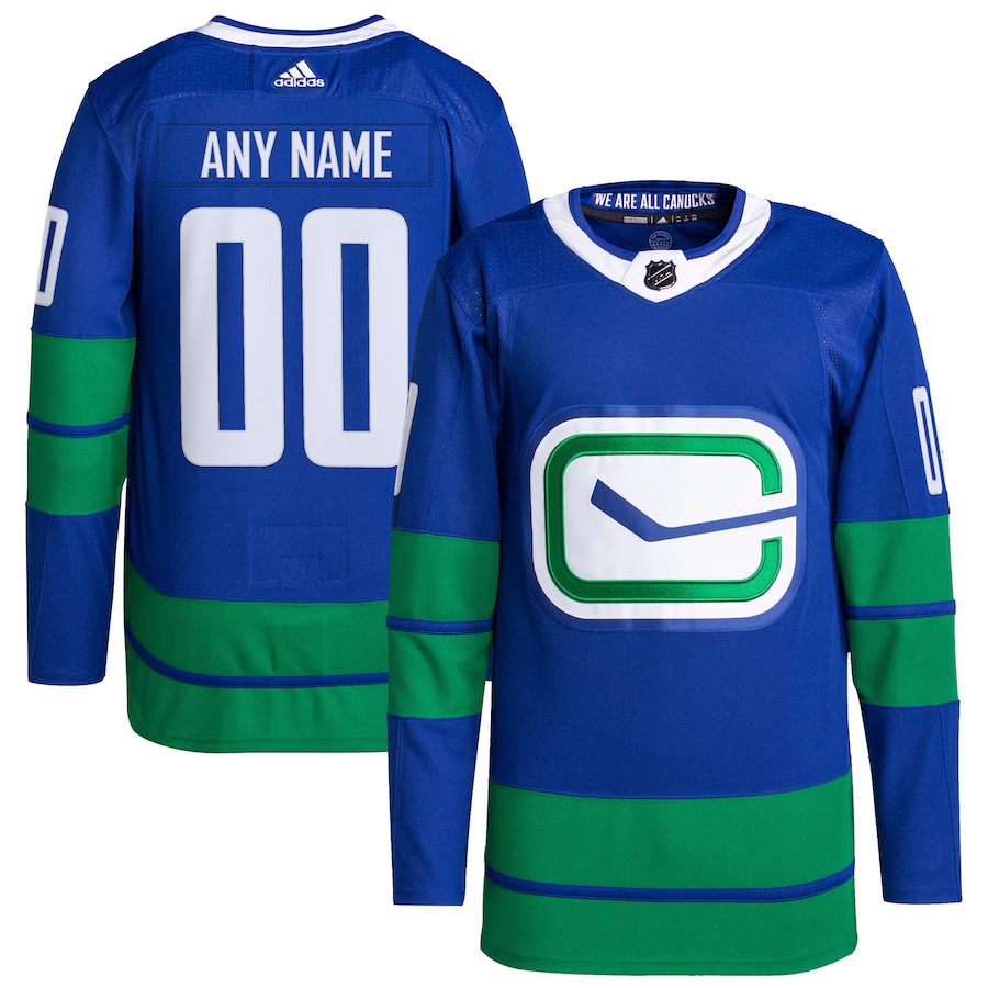 Men Vancouver Canucks adidas Royal Primegreen Authentic Pro Custom NHL Jersey